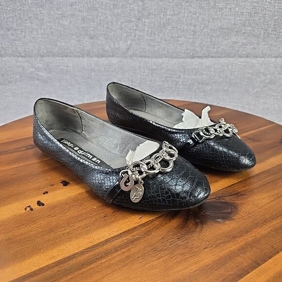 Libby Edelman Size 7.5W Royal Blue AMELIE Slip On Flat Shoes Silver Chain Accent - Picture 2 of 13